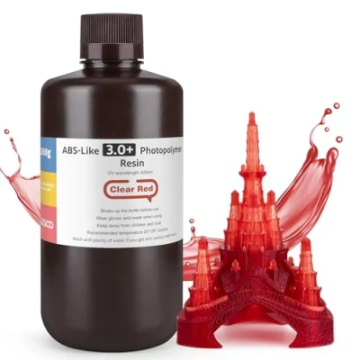 Abbildung von ELEGOO ABS Like Resin 3.0 Plus, 3D Drucker 405nm Rapid UV härtendes Photopolymer Harz, Hohe Präzision für LCD Klarrot 1kg