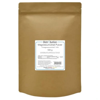 Abbildung von DistrEbution Magnesiumcitrat Pulver, 100g 25kg Ohne Zusatzstoffe, Hochdosiert 500 g