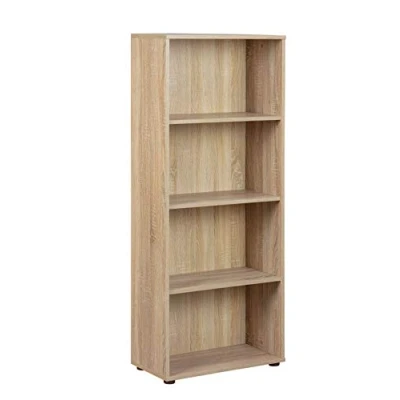 Abbildung von Inter Link Bücherregal Standregal 4 Fächer Höhenverstellbare Böden Holzregal Wohnzimmer Arbeitszimmer Parini 3 Eichenfinisch