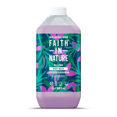 Abbildung von Faith In Nature Natural Lavender &amp; Geranium Body Wash, Nourishing, Vegan Cruelty Free, No SLS or Parabens, 5L Refill Pack