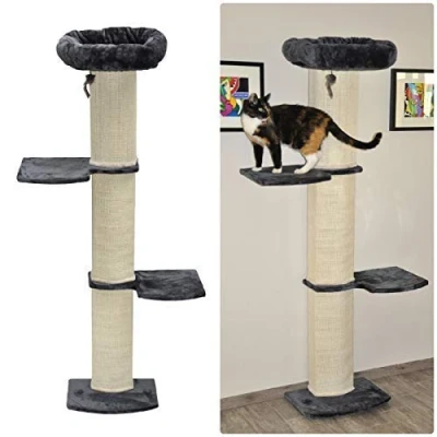 Abbildung von nanook Kratzbaum Wandkratzbaum für Katzen, platzsparende Sisal mit Sitzplatten und Katzenbett, Katzenmöbel Kratzmatte, Höhe 186 cm