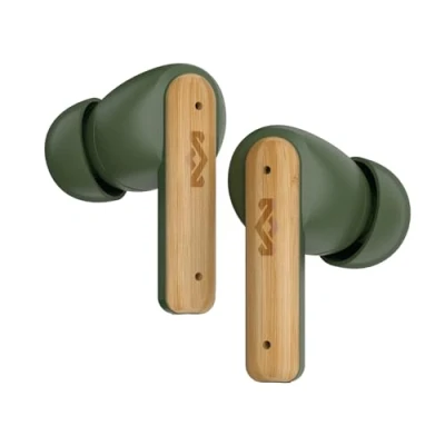 Abbildung von Marley Little Bird True Wireless Bluetooth Kopfhörer IPX4 kabellos mit Mikrofon, 24 Stunden Wiedergabezeit, In Ear Ohrhörer klein, USB C Schnellladecase, Grün