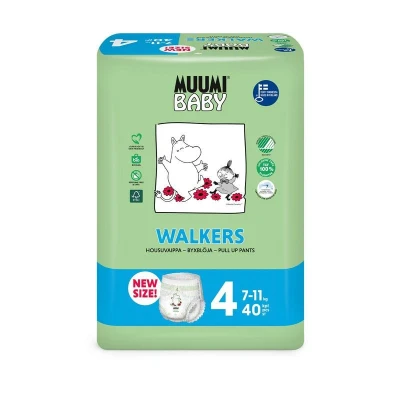 Abbildung von Muumi Baby Öko Windelhöschen Größe 4, 7 11 kg, 40 Stück, Weiche Premium Weich und hautfreundlich, Atmungsaktiv, Saugfähig, Keine unnötigen Chemikalien
