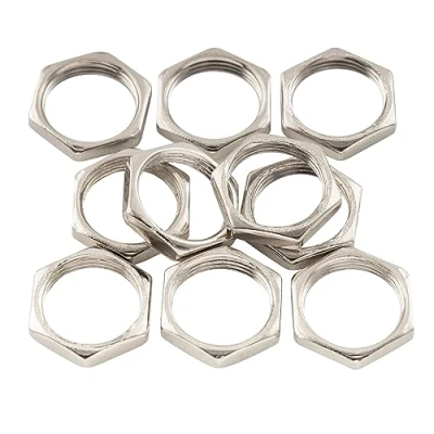 Abbildung von Musiclily Pro M12x0,75 Stahl Buchse Sechskant Mutter für Metrische E Gitarre Bass Zylinder Klinkenbuchse, Nickel(10 Stück)