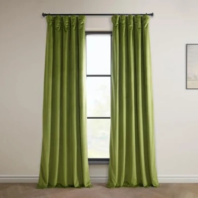 Abbildung von HPD Half Price Drapes Heritage Plüschsamt Vorhänge, 244 cm, Raumverdunkelungsvorhänge für Schlafzimmer und Wohnzimmer, 127 x (1 Bahn), Dunkelgelbgrün