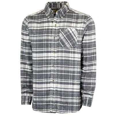 Abbildung von Mossy Oak Flanellhemd für Herren, Büffelkariert, langärmelig, Flanellhemden, weiche Flanelle EIN traditioneller Look mit New Age Komfort, graues Karo, Größe XXL
