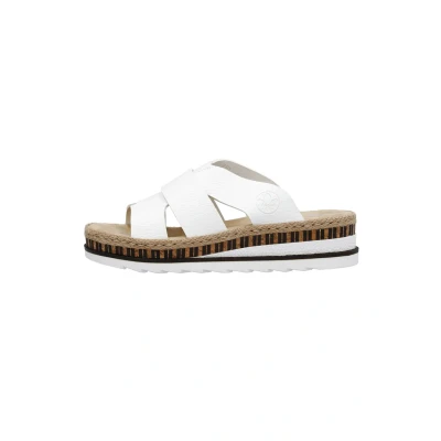 Abbildung von Rieker Damen Pantoletten V7989, Frauen Slipper,Slides,Slip ons,Backless Slipper,Mules,Gartenschuhe,Sommerschuhe,sommerclogs,Weiss (80),38 EU / 5 UK