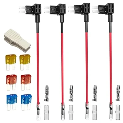 Abbildung von Gebildet 4pcs 12V 24V Micro 2 Add a Circuit Autosicherungen Stromdieb, Piggy Back Sicherungshalter mit Kabelbaum, Stecksicherung Verteiler Flachsicherungsadapter 6pcs sicherung (5A/10A/15A)