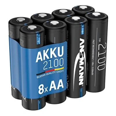 Abbildung von ANSMANN Akku AA 2100mAh NiMH 1,2V Mignon Batterien wiederaufladbar mit geringer Selbstentladung ideal für Nachtlicht, Lichterkette, Taschenlampe, Wetterstation, Gaming Maus, Radio (8 Stück)