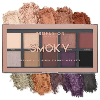 Abbildung von Profusion Cosmetics Lidschatten Palette mit 10 Farbtönen hochpigmentierte Multi Finish Farben, vegan und tierversuchsfrei, kreieren Sie atemberaubende Looks unterwegs reisefreundliches