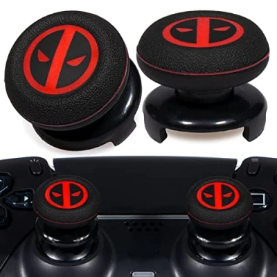 Abbildung von Playrealm FPS Thumbstick Extender &amp; Printing Rubber Silicone Grip Cover 2 Sets for PS5 Dualsenese PS4 Controller (Immortal)