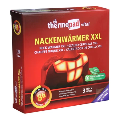 Abbildung von THERMOPAD Körperwärmer Nackenwärmer XXL, 3 Stück, Einheitsgröße, luftaktiviert, sofort einsetzbar, selbstklebend, natürliche und unbedenkliche Inhaltsstoffe, für den oberen Rücken Schulterbereich, dünn unauffällig