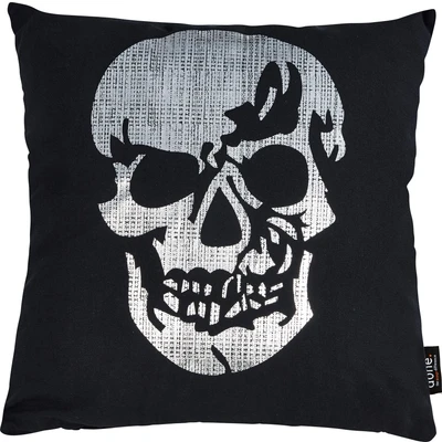 Abbildung von done. Dekokissen &quot;Stone Skull&quot;, mit Totenkopf Applikation, Kissenhüle Füllung, 1 Stück
