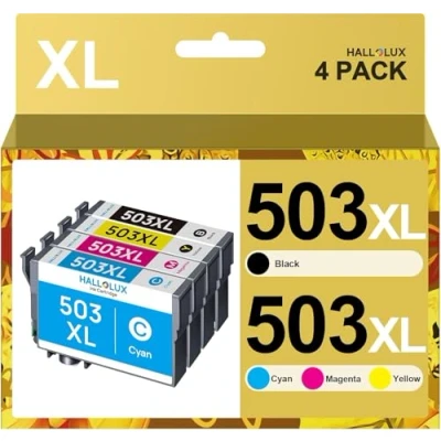 Abbildung von HALLOLUX 503XL Multipack 503 XL Druckerpatronen Kompatibel für Epson XP 5200 WF 2960 Patronen (Schwarz, Cyan, Magenta, Gelb, 4er Pack)