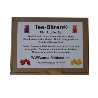 Abbildung von Tee Bären® Probierset 15 verschiedene Sorten einzigartige Fruchtgummi mit 10% Fruchtgehalt, zum Zubereiten eines Heißgetränks oder einfach Vernaschen