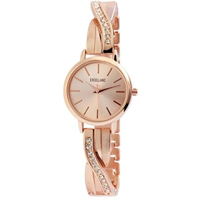 Abbildung von Excellanc Quarzuhr EX0338 Damenuhr mit Metallarmband, roségoldfarben, Metall