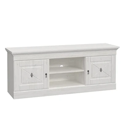 Abbildung von Newroom TV Lowboard Pinie Weiß Schrank Landhaus Modern 161,3x64,8x45 cm (BxHxT) Fernsehtisch Board Rack [Tambika.Eight] Esszimmer Küche Wohnzimmer Wohnstube