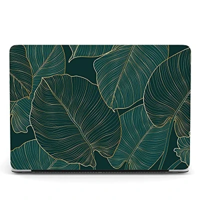 Abbildung von Hartschale kompatibel mit MacBook Pro 16 Zoll Hülle 2020 2019 Modell A2141 Touch Bar und ID, Farbdruck Matt Kunststoff Cover Case Grüne Blätter