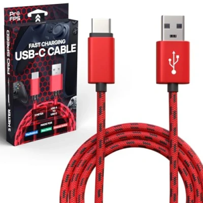 Abbildung von ProFPS 3m USB C 5A Schnell Ladekabel für PS5 Controller, Nylon zu A Kabel, USBC Playstation 5 Controller &amp; Xbox, Schnellladekabel Kabel