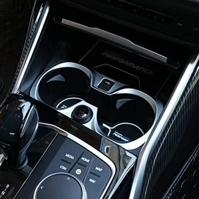 Abbildung von ABS Chrom Auto Mittelkonsole Cup Dekoration Rahmen Verkleidung für G20 G28 325li 3er Serie 2019 2020 Zubehör (Silber)