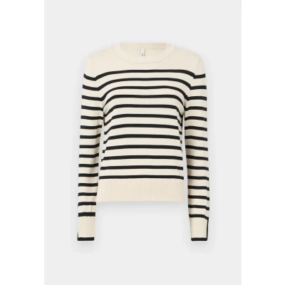 Abbildung von ONLY Damen ONLKALANA LS O Neck KNT Pullover, Whitecap Gray/Stripes:Black, XS