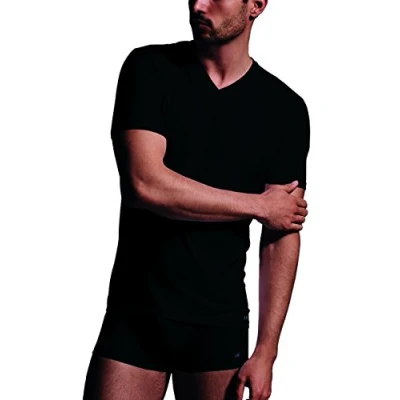 Abbildung von LVB T Shirt mit V Ausschnitt aus Baumwolle Supima Stretch Cotton Herren , Schwarz 6/XL