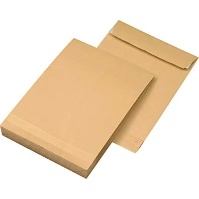 Abbildung von 100 Faltentaschen B4 250 x 353 mm, natron braun, haftklebend, ohne Fenster, 130g/qm