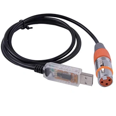 Abbildung von USB auf DMX Steuerkabel RS485 Serieller Konverter Adapter FTDI XLR 3Pin Bühnenbeleuchtung Gerätekabel (1,8 m, Transparent Shell)