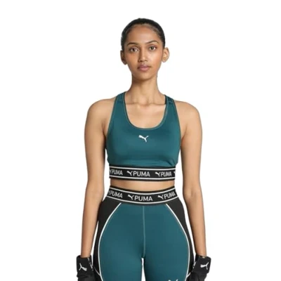 Abbildung von Puma Keeps Elastic BRA Sportbh mit mittlerer Stützkraft, Damen, Größe: XL, Cold green