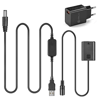 Abbildung von Raeisusp 5V 8,4V AC PW20 USB Kabel NP FW50 Dummy Akku Kit für A7S2 A7S A7II A7R A7RII A7m2 A37 A6000 A6300 A6500 A7000