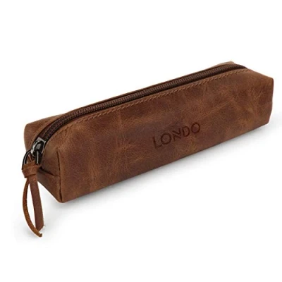 Abbildung von Londo Feder , Bleistift und Kosmetiketui aus echtem Leder mit Reißverschluss Tasche für Schreibwaren