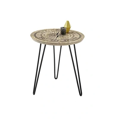 Abbildung von Robas Lund Beistelltisch Couchtisch mit Print Mango Massivholz Natur, BxHxT 46x51x46 cm