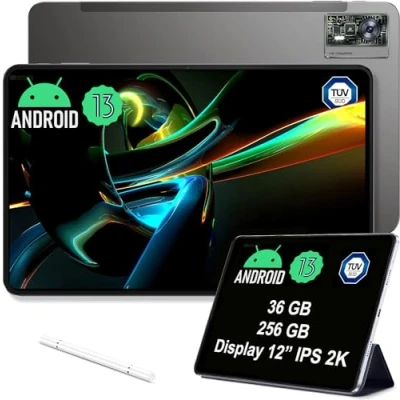 Abbildung von OUKITEL OT5 Tablet 12 Zoll 256GB 11000mAh Akku 2K IPS Bildschirm Helio G99 Prozessor 16+5MP Kameras Android 13 Dual SIM 5G WiFi OTG GPS (Schwarz)