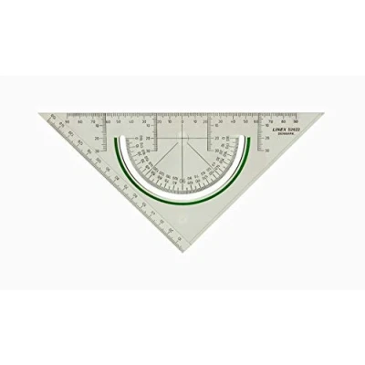 Abbildung von Linex Geometrie Dreieck, 22,5 cm Hypotenuse, Anti Rutsch Effekt, gegenläufiger Skala Facette u. Tuschekante, Kunststoff