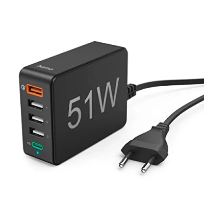 Abbildung von Hama 5in1 USB Ladestation 51 W, + C Adapter 5 Port Schnellladegerät Ladegerät