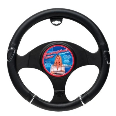 Abbildung von AutoStyle SY SW01Z Lenkradbezug schwarz, chrom Eco Leder