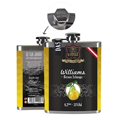 Abbildung von Emil Williams Birnen Schnaps Flachmann 35% 0,2l