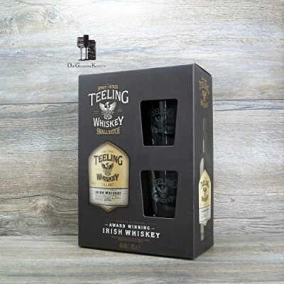 Abbildung von Teeling Small Batch Irish Whiskey 0,7 Liter mit 2 Gläsern in Geschenkverpackung
