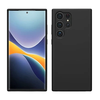 Abbildung von kwmobile Hülle kompatibel mit Samsung Galaxy S23 Ultra dünnes Silikon Handy Case Handyhülle weiche Oberfläche kabelloses Laden Schwarz