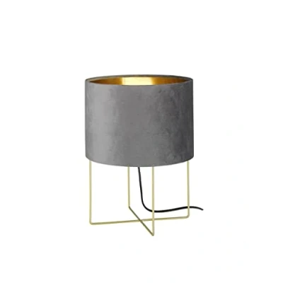 Abbildung von Tischleuchte, Aura goldfarben Stoffschirm grau Samt/innen H: 32,00 cm, D: 24,00 cm mit Schnurschalter 1x E27 max. 40 Watt 50460