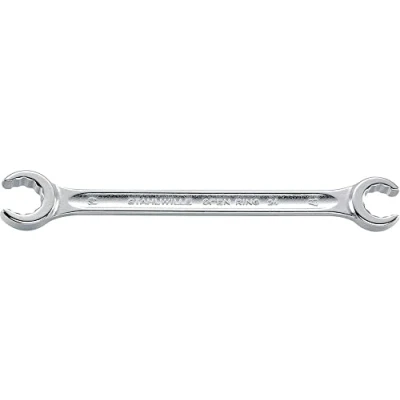 Abbildung von Stahlwille 24 x 27 Offener Doppelringschlüssel abgew. OPEN RING, mm, Silber