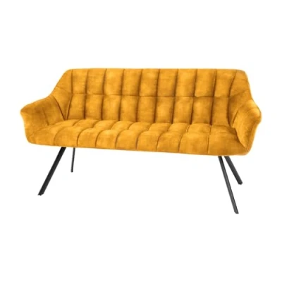 Abbildung von riess ambiente Sitzbank PAPILLON 165cm senfgelb / schwarz (Einzelartikel, 1 St), Esszimmer · Samt Metall mit Rückenlehne Flur Schlafzimmer
