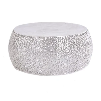 Abbildung von riess ambiente Couchtisch ABSTRACT LEAF Ø75cm silber antik (Einzelartikel, 1 St), Wohnzimmer · Metall rund handmade Modern Design