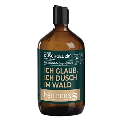 Abbildung von benecos natural beauty BIO Duschgel 2in1 (Körper und Haare) Zirbelkiefer ICH GLAUB DUSCH IM WALD