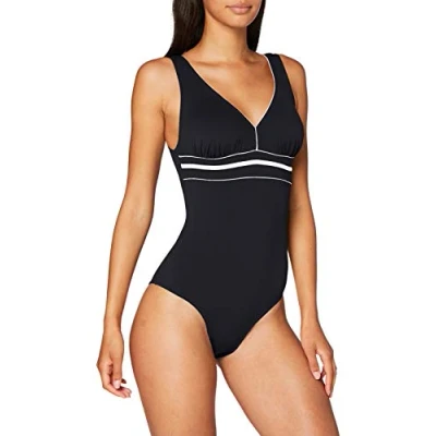 Abbildung von Haute pression A8001, Maillot de bain une pièce Multicolore Femme, Noir (Noir/Blanc), 54 (Taille fabricant: 52)