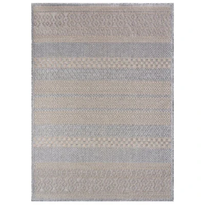 Abbildung von TT Home In &amp; Outdoor Teppich Wetterfest Balkon Küche Wohnzimmer Boho Rauten Design, Farbe: Grau, Größe:80x250 cm