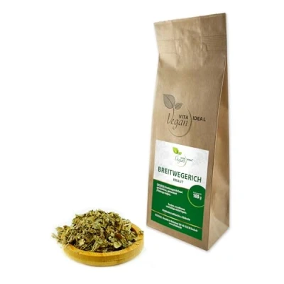 Abbildung von VITA IDEAL Vegan® BREITWEGERICH Kraut 100g geschnitten Plantago major BREITWEGERICHKRAUT Breit Wegerich Kräuter Tee &amp; Aufguss, ohne Zusatzstoffe.