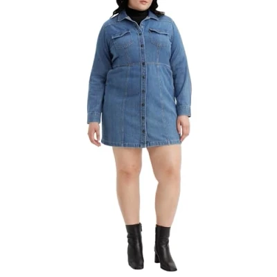 Abbildung von Levi&#039;s Plus Flynn Western Dress Jeanskleid, Damen, Größe: 46/48, Ringing bells