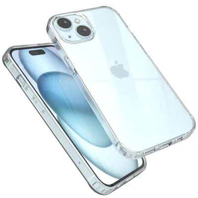 Abbildung von EAZY CASE Premium Crystal TPU Hülle kompatibel mit iPhone 15 Silikon Kameraschutz, Slimcover, Handyhülle, Silikonhülle, Backcover, Durchsichtig, Klar/Transparent
