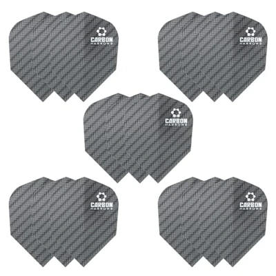 Abbildung von Harrows Carbon Dart Flights 5 x Sets Darts (15 insgesamt) I 100 Mikron Premium Extra Strong Made in UK Professionelles Dartzubehör Schwarze